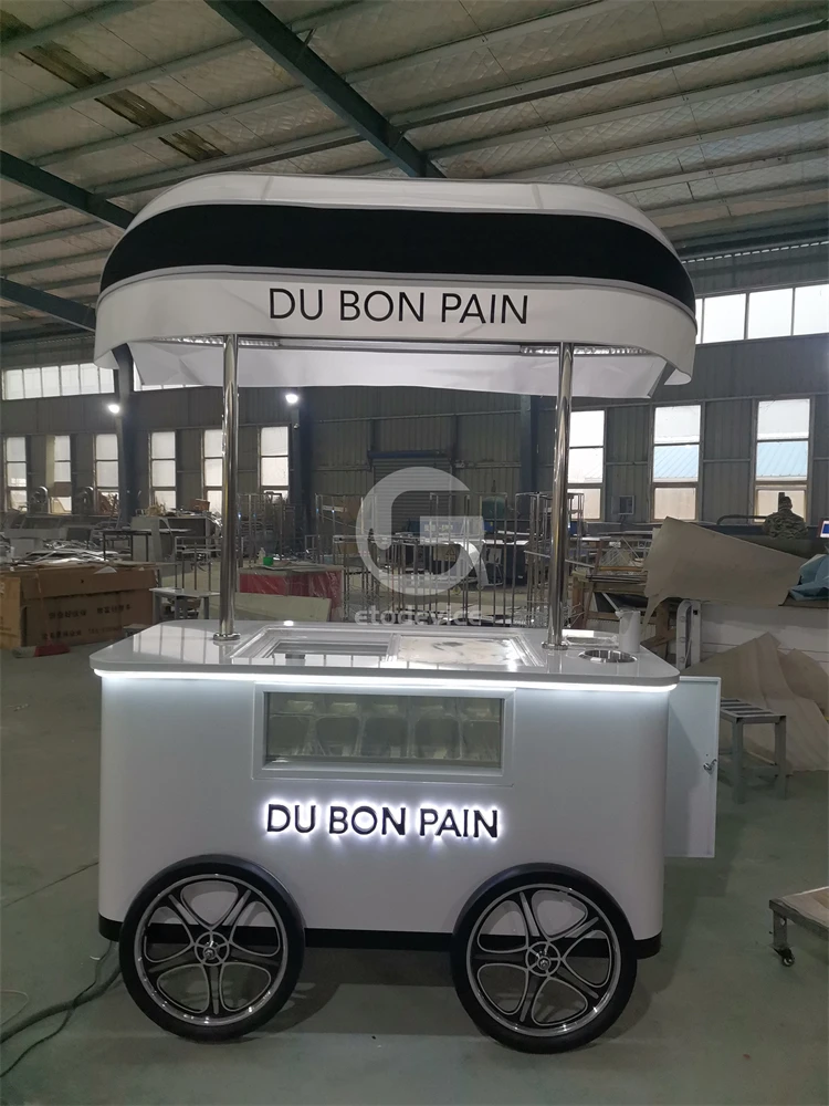 With awning and refrigerator Street commercial ice cream cart