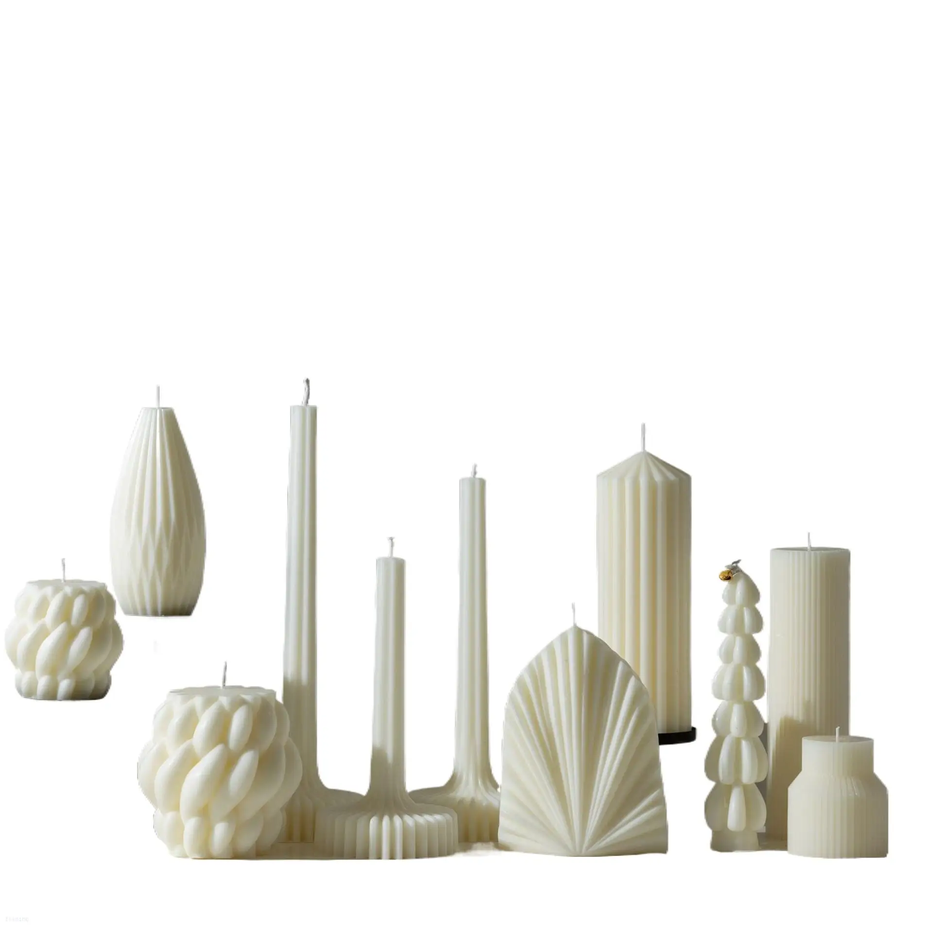 FM new aromatherapy candle factory hand custom Nordic geometric line column shape large white scented