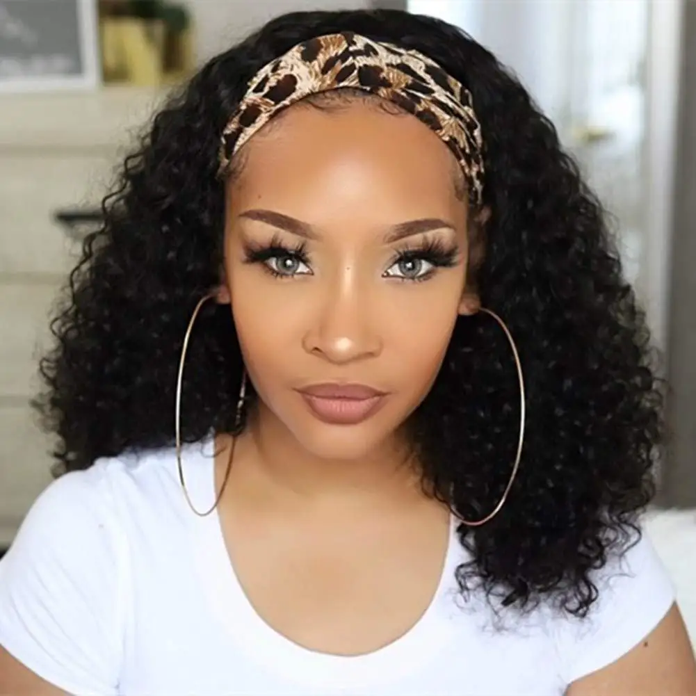 
Wholesale Jerry Curly Headband Wig Brazilian Full Machine Wig Non Lace For Black Women Human Hair Wig 