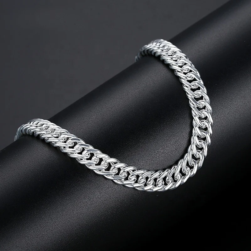 Wholesale popular fashion jewelry pure copper silver plated bracelet whip chain gift for men women