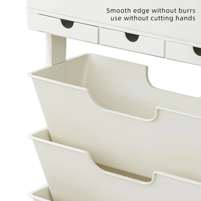 Direct from Manufacturer Five-Level Multifunctional Storage Shelf with Wheels and Drawers Plastic Bookshelf with Good Quality