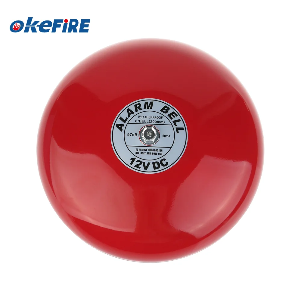Okefire DC 12V Electric Aluminum Fire Alarm 8 Inch Bell