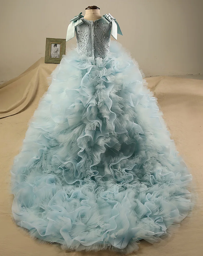 Ivy10069G Floor length handmade flower luxury princess dress for girls