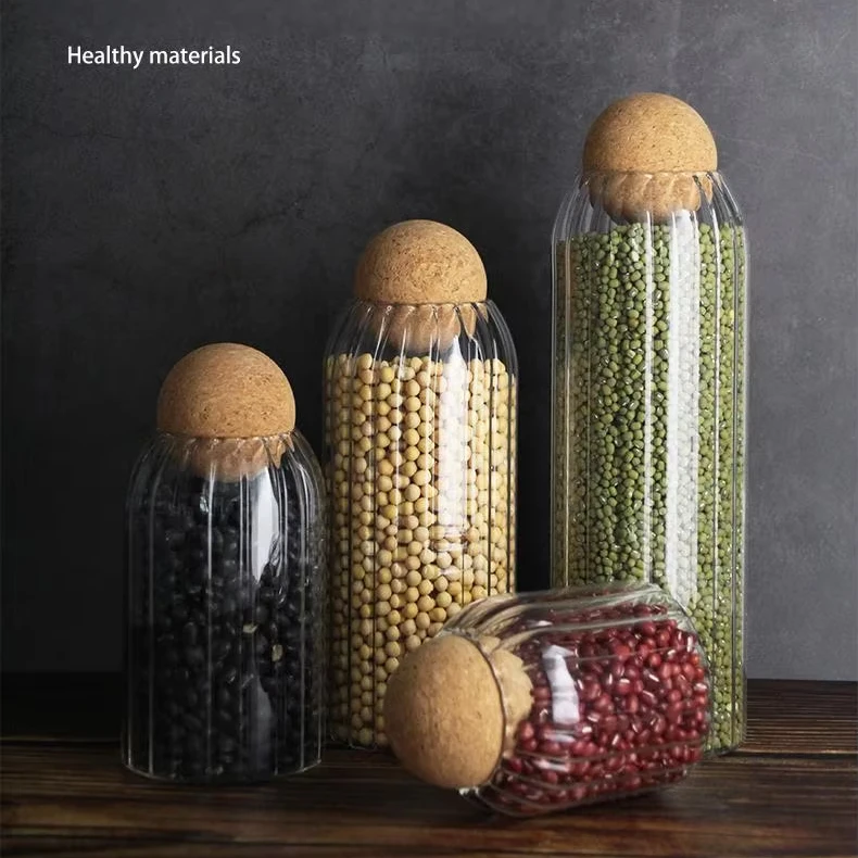 500mlGlass Storage Container with cork ball lid Storage Container Jars for Coffee, Tea, Spice Multi-capacity storage jars