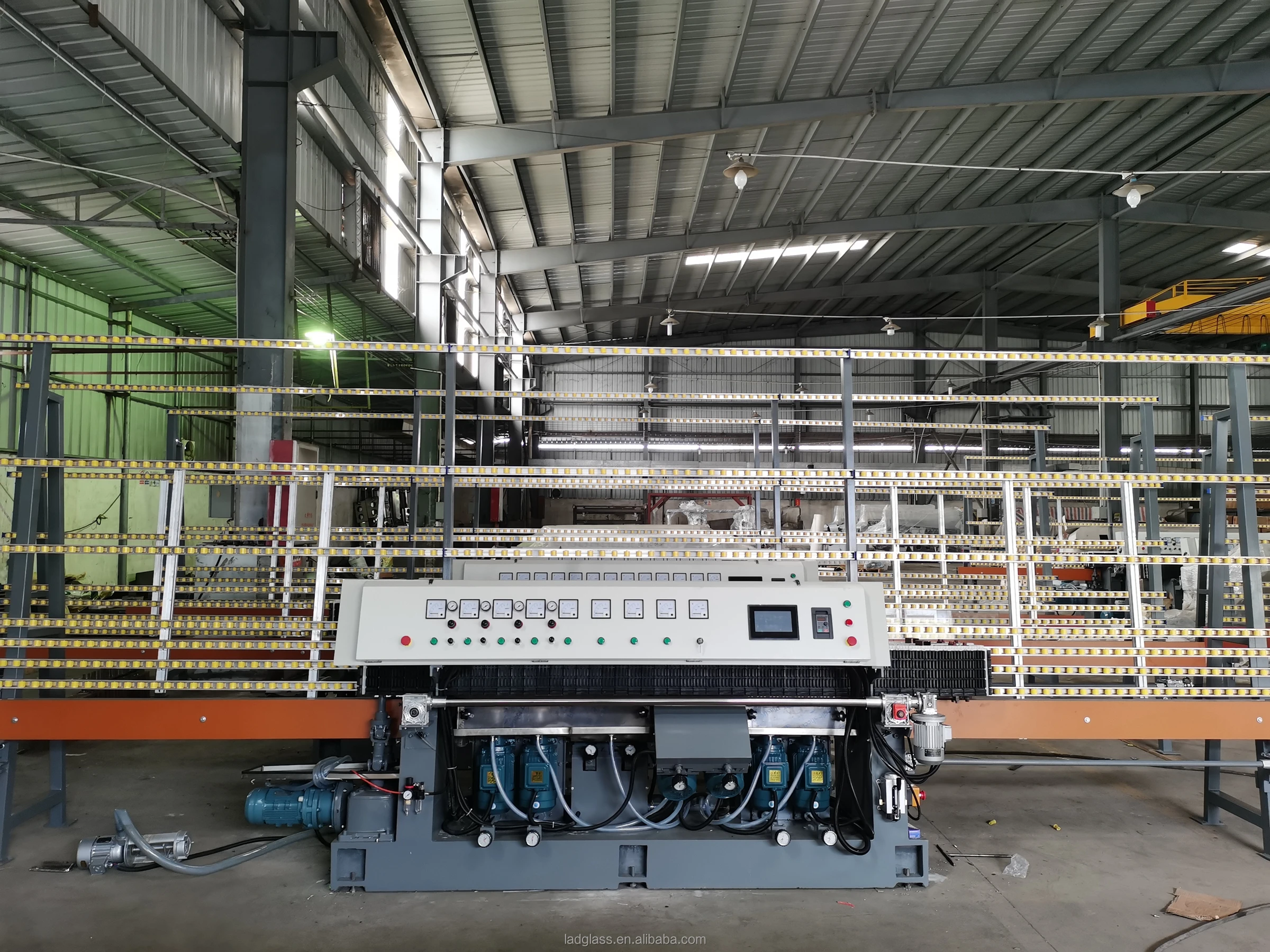 8 Motors Automatic Glass Straight Line Miterring Machine Rectilinear Edging Machine with PLC