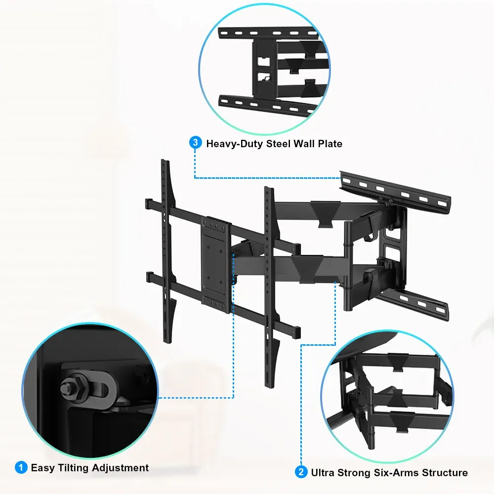 CHARMOUNT Factory Adjustable TV Mount Max VESA 400*400mm LED Bracket Articulating Wall