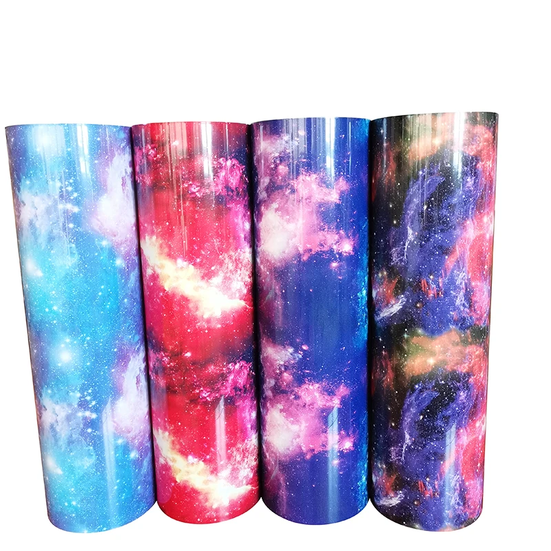 Galaxy Cloudy pu heat transfer vinyl pattern htv for cricut custom htv logo