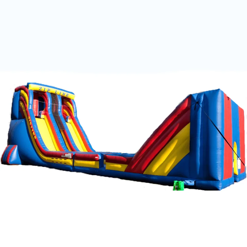 Giant Commercial PVC Tarpaulin Sports Game Inflatable Zip Line Inflatable Water Slide