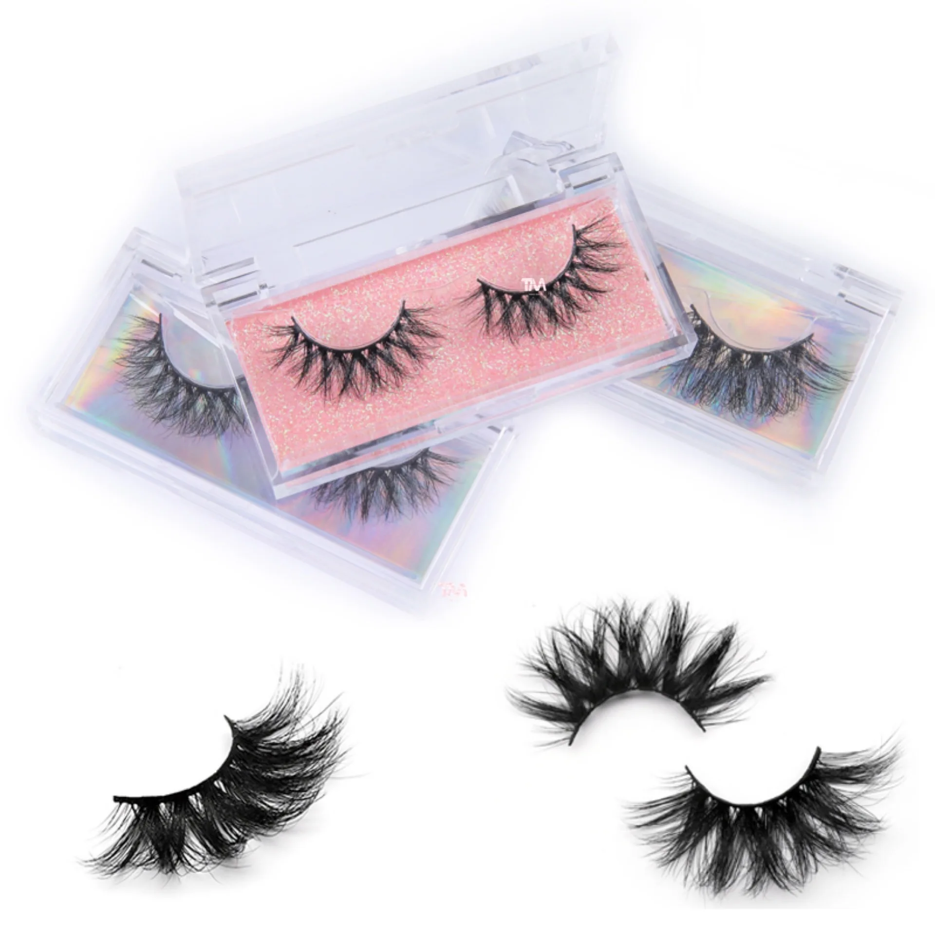 
Private label luxury 3d mink eyelashes vendor own brand full strip lashes custom empty 2020 eyelash packaging box 