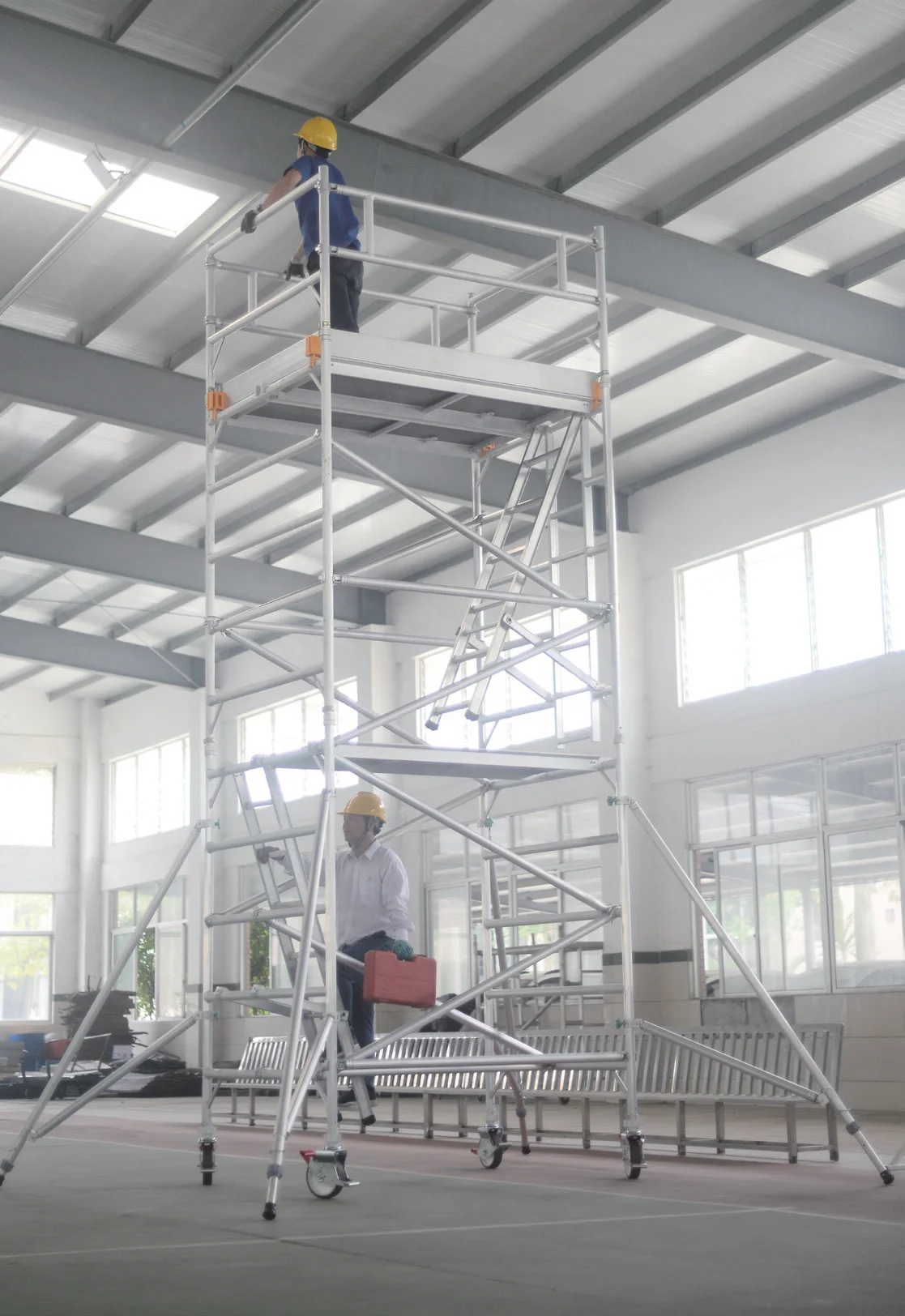Wholesale price double width portable aluminum scaffolding for construction aluminum aluminum folding scaffold ladder