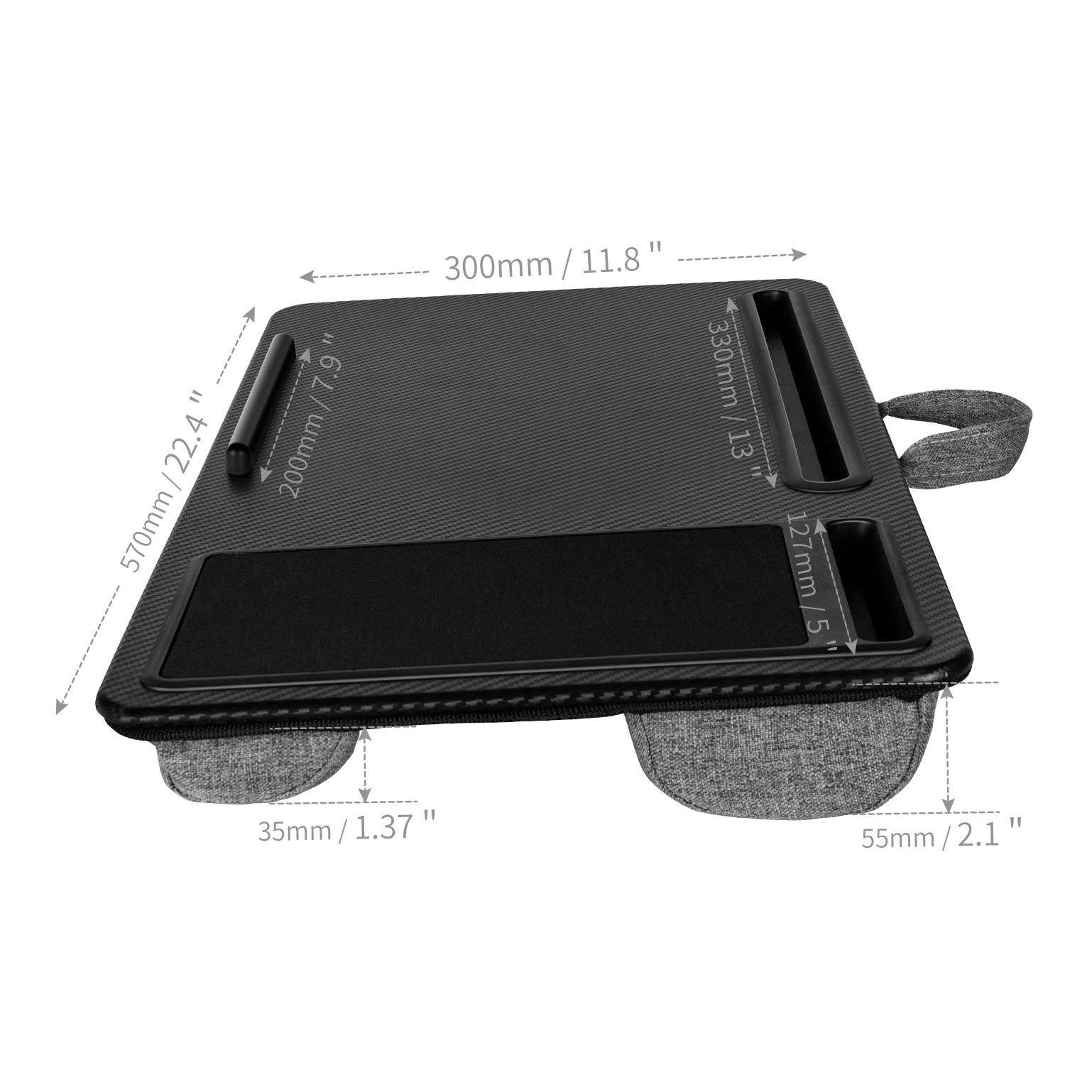 2022 Hot Sale Home Office Laptop Stand with Mouse Pad and Phone Holder Lap Tray Carbon Black Bed Table Stand Holder
