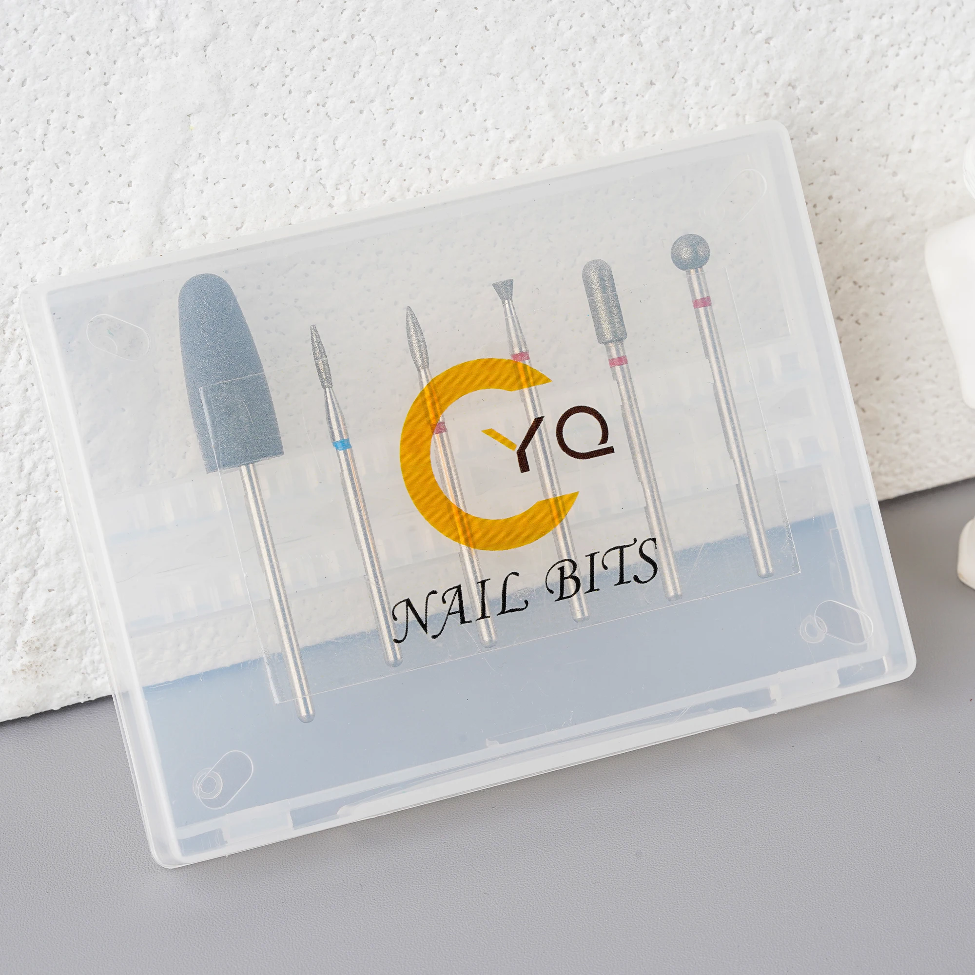 Customized LOGO 6 PCS Manicure Holder Electric Nail Drill Bit Set Kit Cleaner Milling Cutter Diamond Nail Drill Bit Set