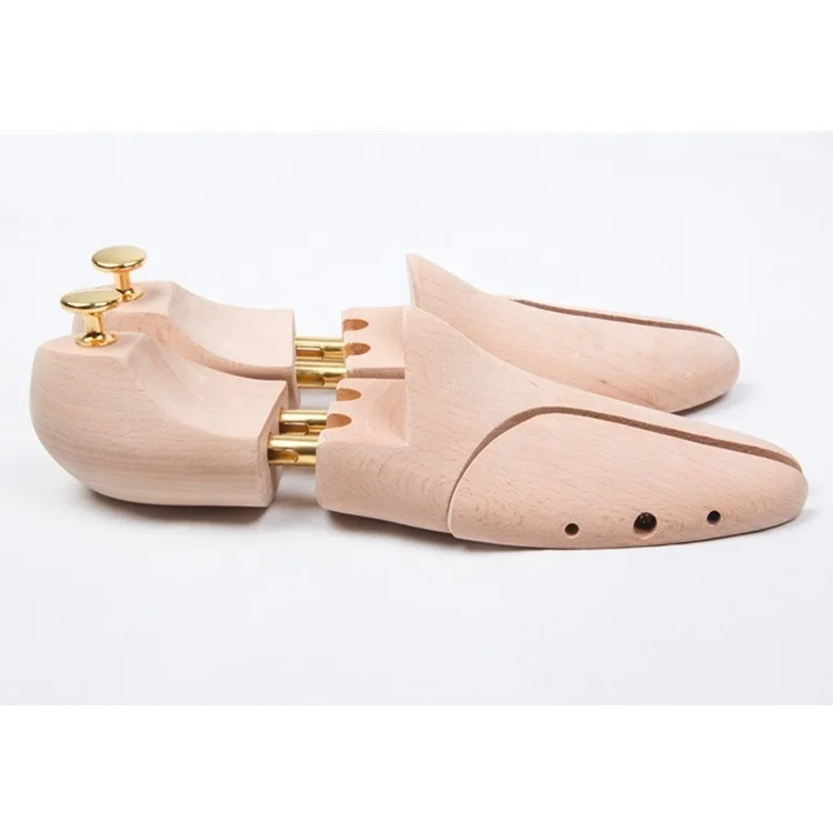 LM036 Twin Tube Adjustable Natural Color Beech Wood Shoe Trees Mens