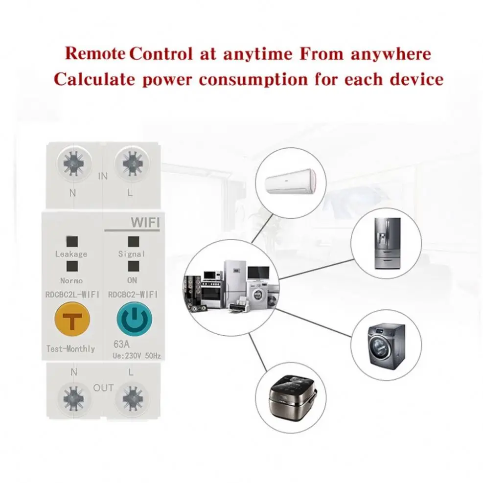 Ewelink 2P WiFi Smart Power Monitoring Circuit Breaker MCB Short-circuit Protection Leakage Protection 1-63A