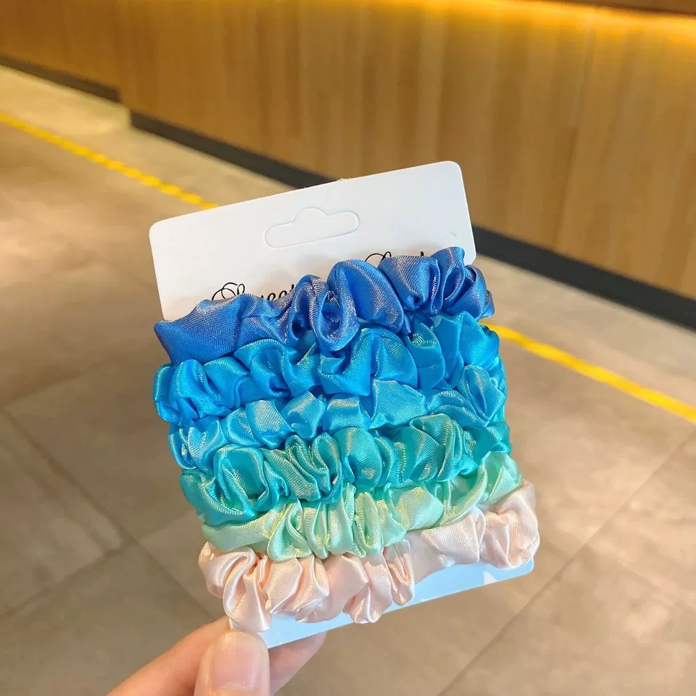 Custom Design Pure Color Fabric Satin Elastic Hairband Accessories Elegant Set Silk Scrunchie ties For Women