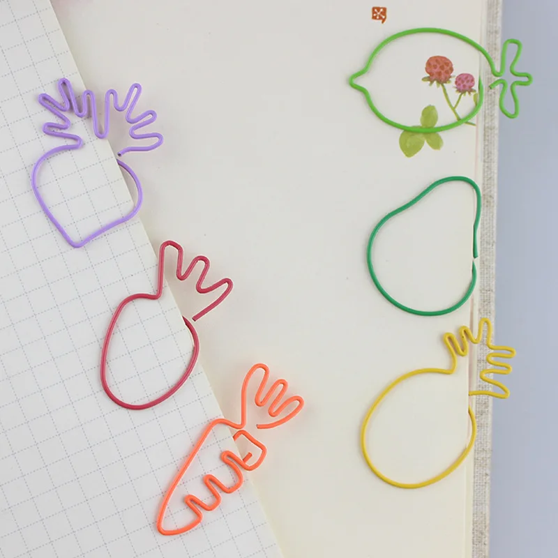YS1009  Custom Logo Colorful Assorted Fruits Vegetables Shaped DIY Metal Paper Clips for office