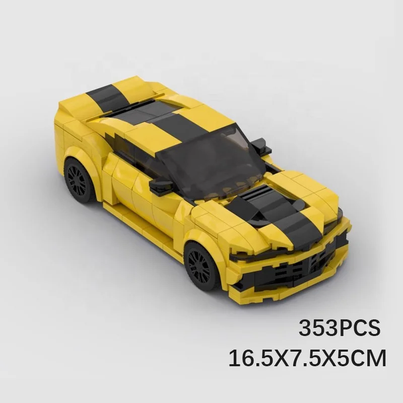 Kids MOC Building Blocks Yellow Famous Super Racing Car Simulation Model DIY Car Set Bricks Assembly Toys for gift