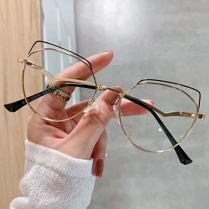  Очки Sunbest WH503 женские с защитой от синего света модные двухцветные оптические очки «кошачий глаз» в металлической