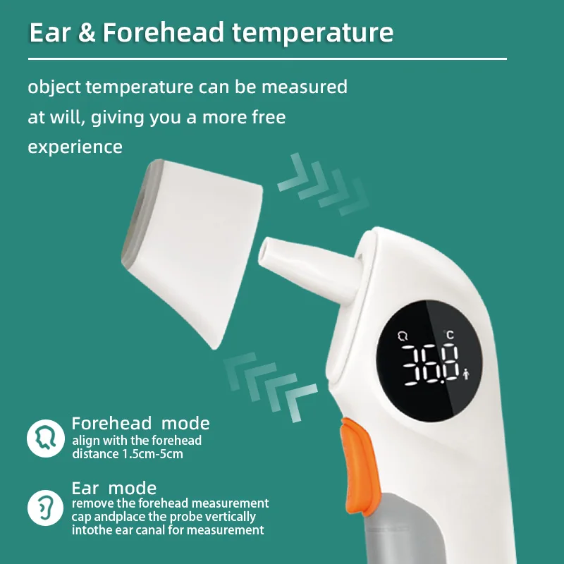 Digital Ear Thermometer Dual LED Display Fahrenheit to Centigrade Adjustable High Accuracy Temperature Gauge Sensor