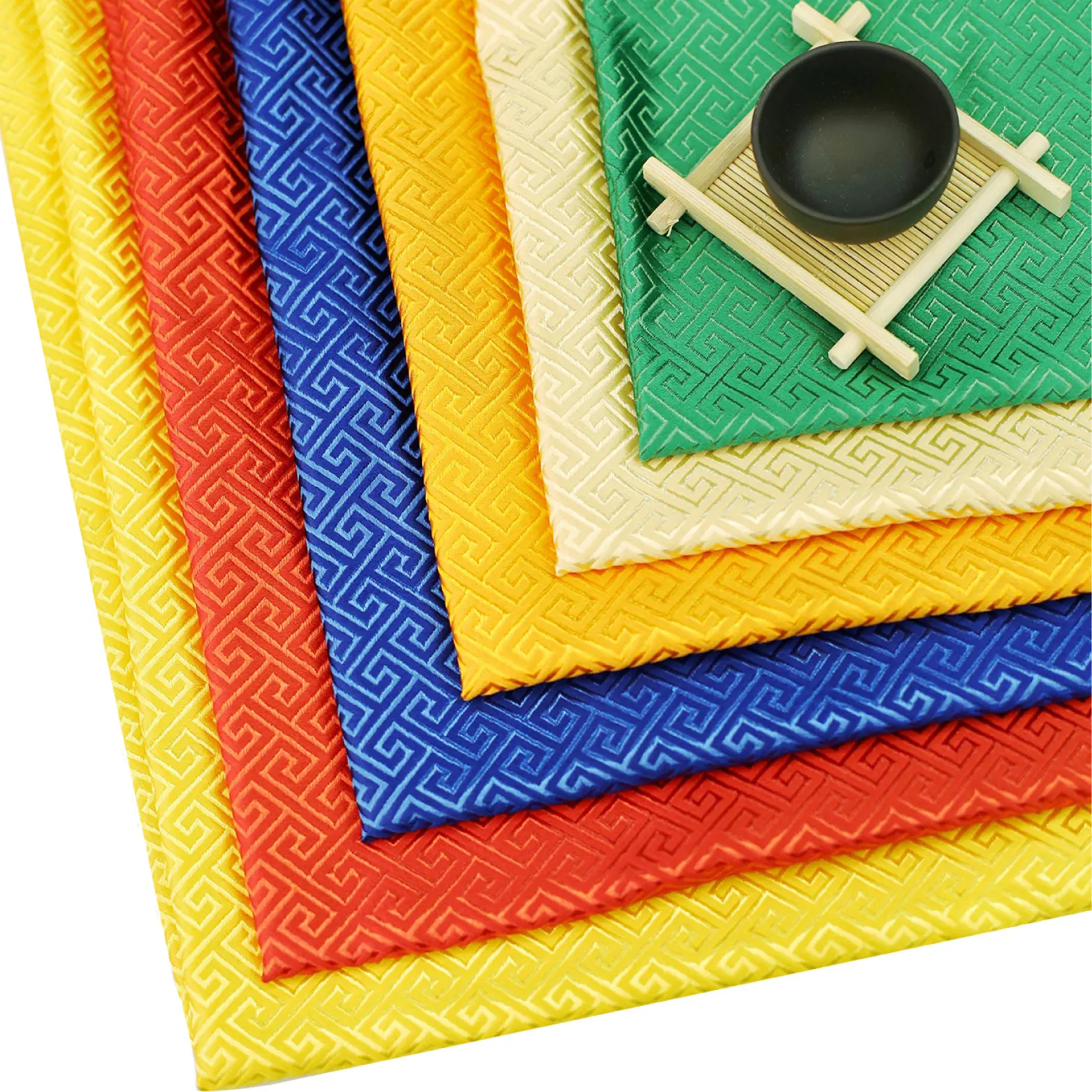 Imitation Silk Brocade Plum Blossom Bamboo Leaf Designs Floral Polyester Cushion Curtain Table Cloth Chinese Jacquard Fabric