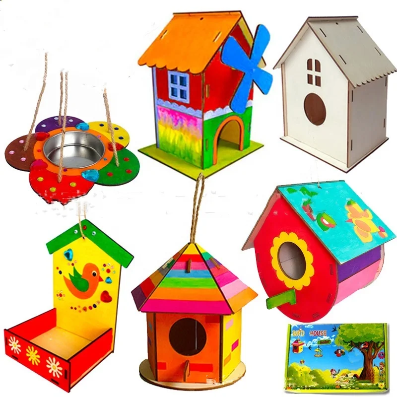 USMILEPET New Bird House Crafts for Kids Ages 5-8 Buildable DIY Birdhouse Kit for Children to Build Wood Craft Project Kits