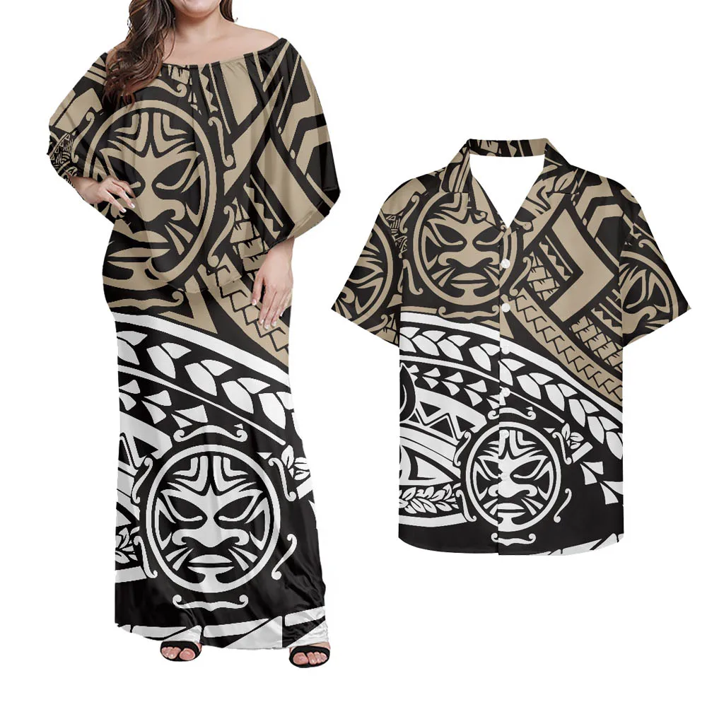 Custom Polynesian Islands Style Dresses Women 2022 New Design Maxi Straight Dress Lady One Shoulder Office Wear Casual Dress
