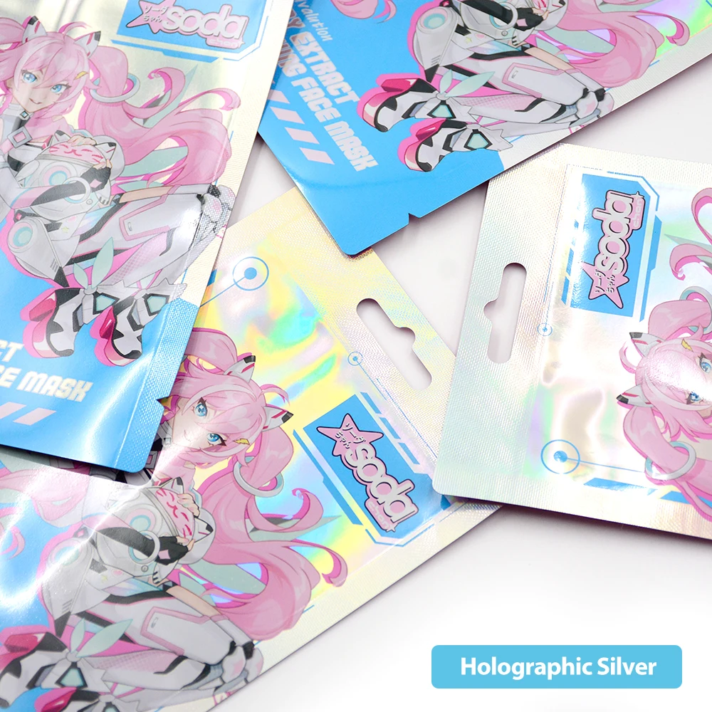 High Quality Wholesale Euro Hole Custom Printed Hologram Three Side Seal Bag Custom Print Plastic for Sealed Bags