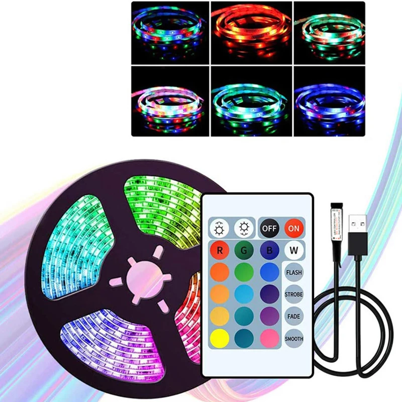 30 светодиодов/метр RGB USB светодиодная подсветка для телевизора SMD 5050 DC5V USB полоса освещения 1 м/2 м/3 м/5 м RGB TV USB Комплект подсветки с дистанционным управлением