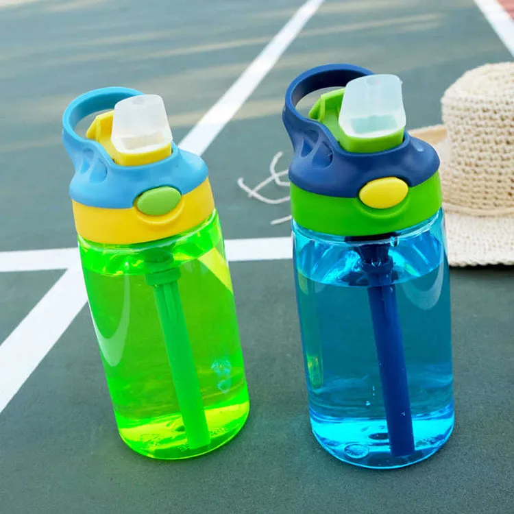 2021 new style 450ml plastic kids bottle feeding Portable cups With Straw Drinking Bottle with Handle