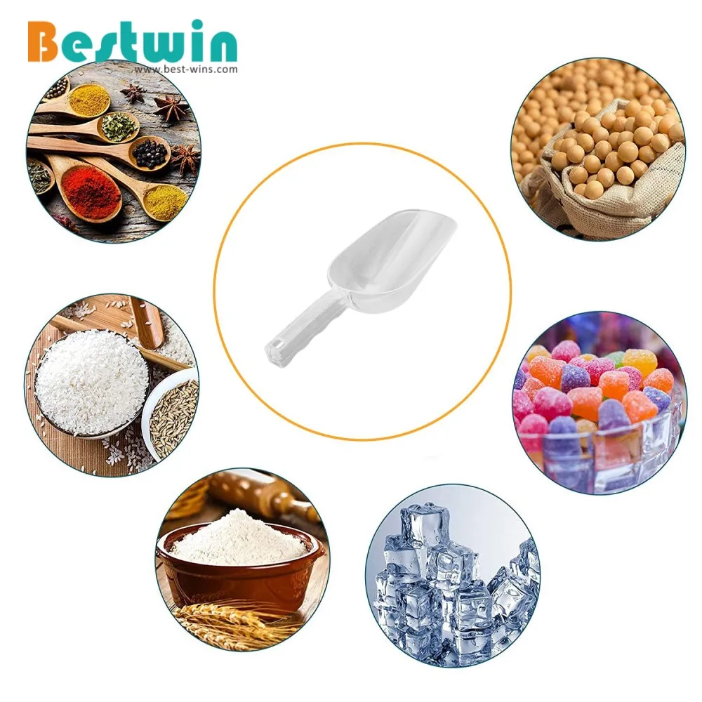 6/12/24/36/64oz Capacity Square Translucency Clear Plastic Candy Flour Cereals Ingredient Ice Cube Scoop
