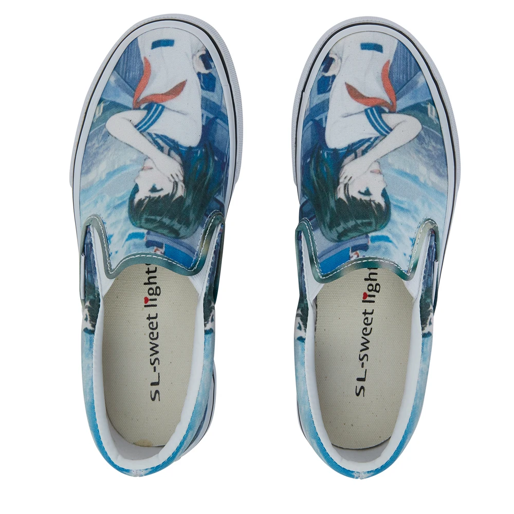 Custom breathable canvas casual lazy sneakers office women slip on shoes
