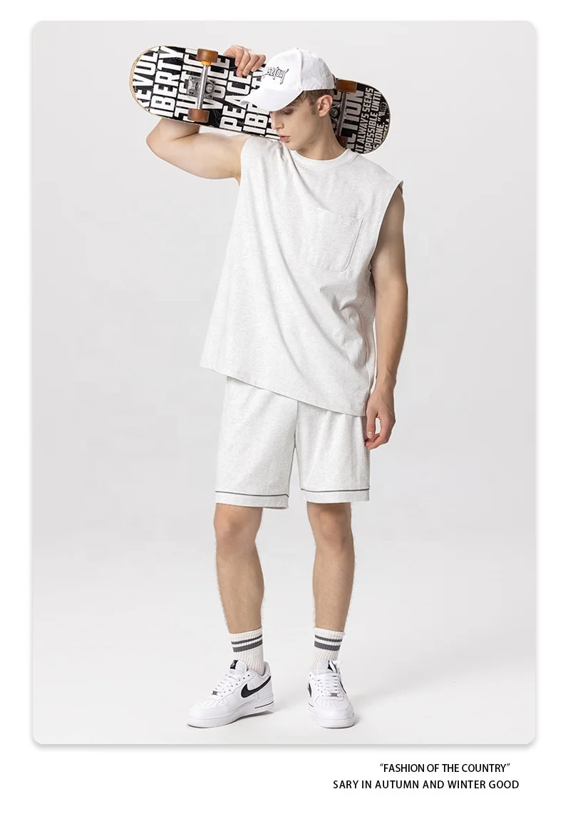 Custom  High Street hemp Shorts For Men And Women Match Color t shirt and shorts Set