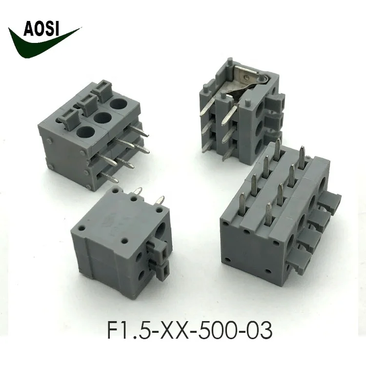  AOSI pcb пружинная Клеммная колодка FS1.5-XX-500-PCB 5 0 мм 300 В 10A Безвинтовой нажимной провод соединитель