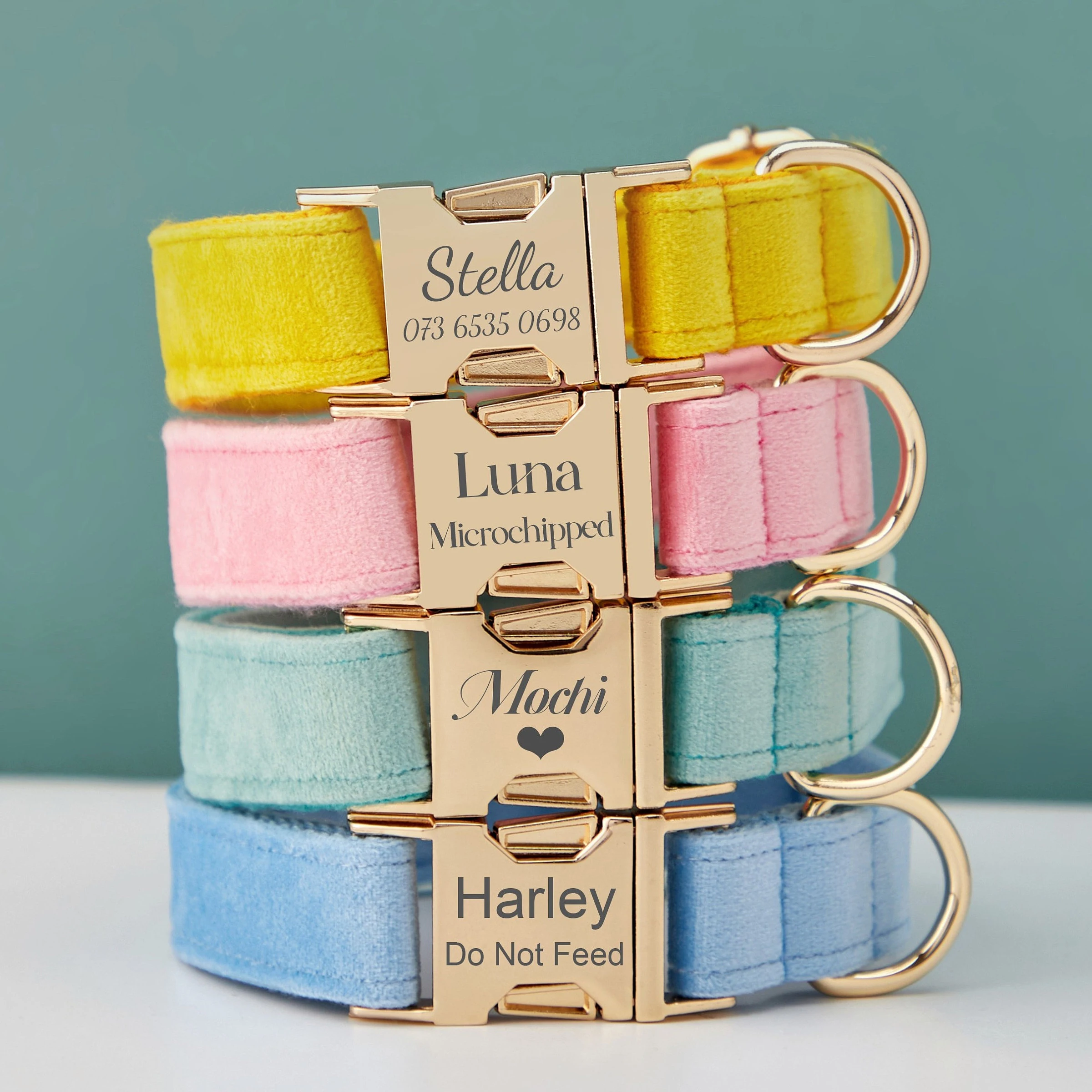 Velvet Adjustable personalized Luxury Custom Luminous Dog Collars Manufacturer Pet Collars Leashes