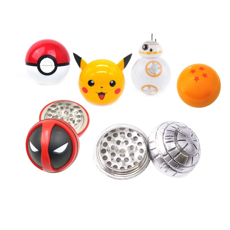 Cute Cartoon Dragon Ball Deadpool Pikachu Tobacco Herb Crusher Grinder