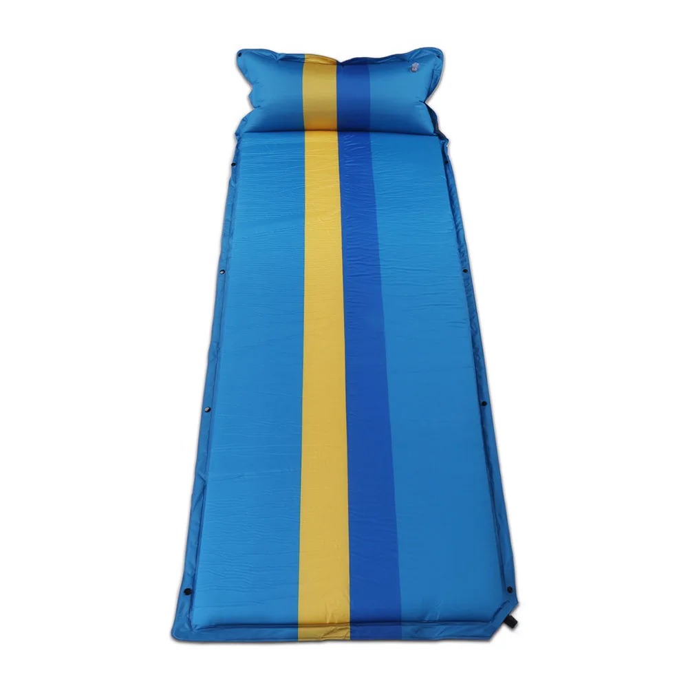 outdoor lightweight 190T polyester with PVC coated Camping Foam Mattress portable foldable self inflating camping mat