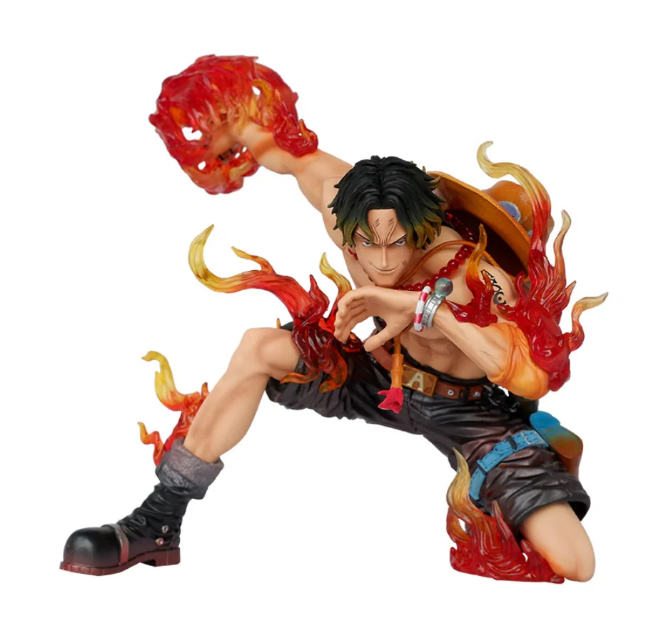 18cm Japanese One Pieces Anime Figure  Light Up Portgas D Ace Figurine PVC Collection Model Toy For Gifts