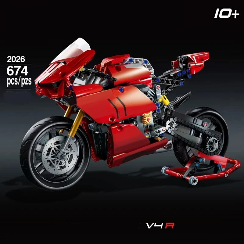 674 шт. дизайн автомобиля поездок на мотоцикле Ducati Panigale V4 R Legoing для мотокросса езды Superbikes конструкторных блоков Детские кубики игрушки детей