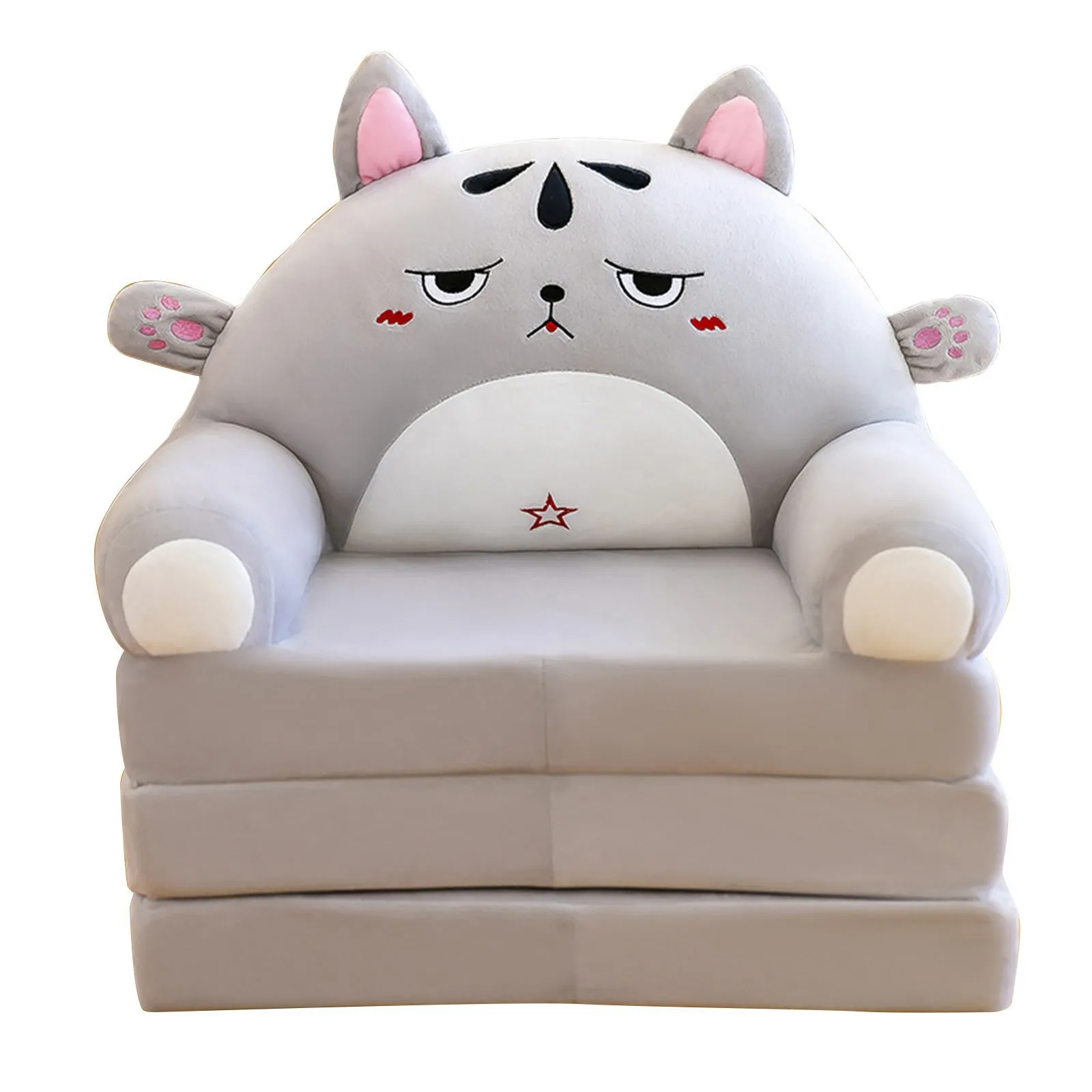 Lovely Lazy Folding Small Sofa Children Single Small Sofa Oem/odm Stuffed Plush Animal Shaped Sofa Chair Cushion Toy For Kid