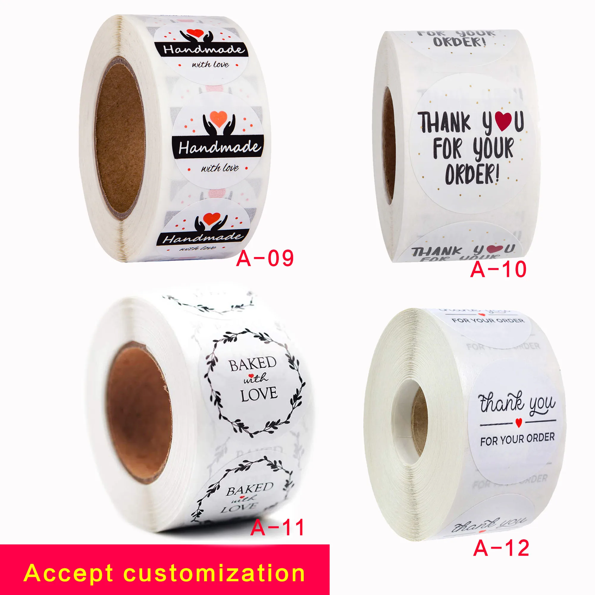 Customized printed roll thank you stickers support small business circular label stickers