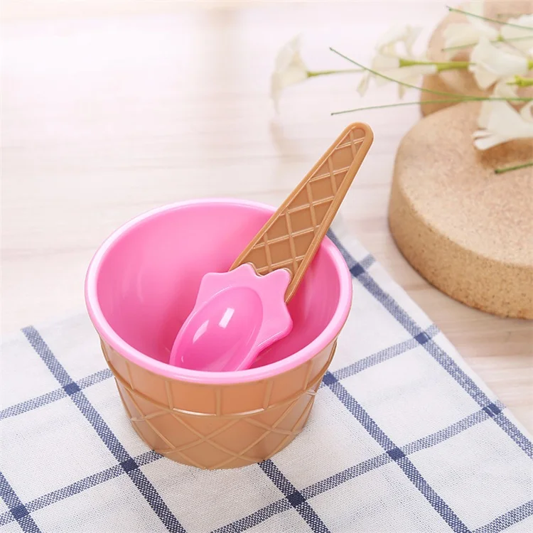 Ice Cream Cup Couples Bowl Gifts Dessert Container Holder With Spoon Best Children Gift