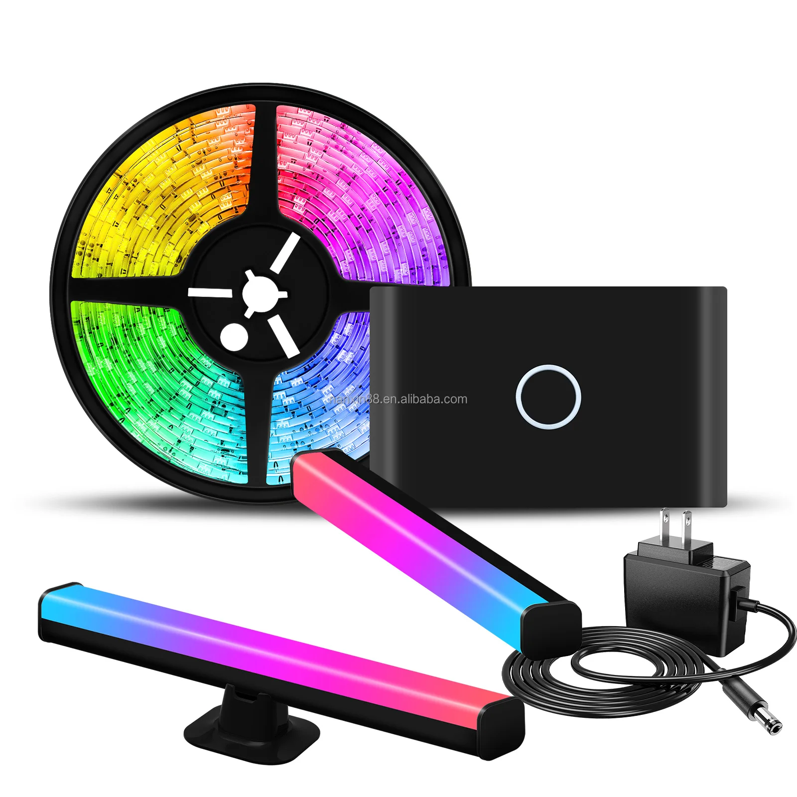 LED TV Backlight strip  with APP control for 50-65 inches TV  HDMI sync box music rhythm   Works with Alexa & Google Assistant