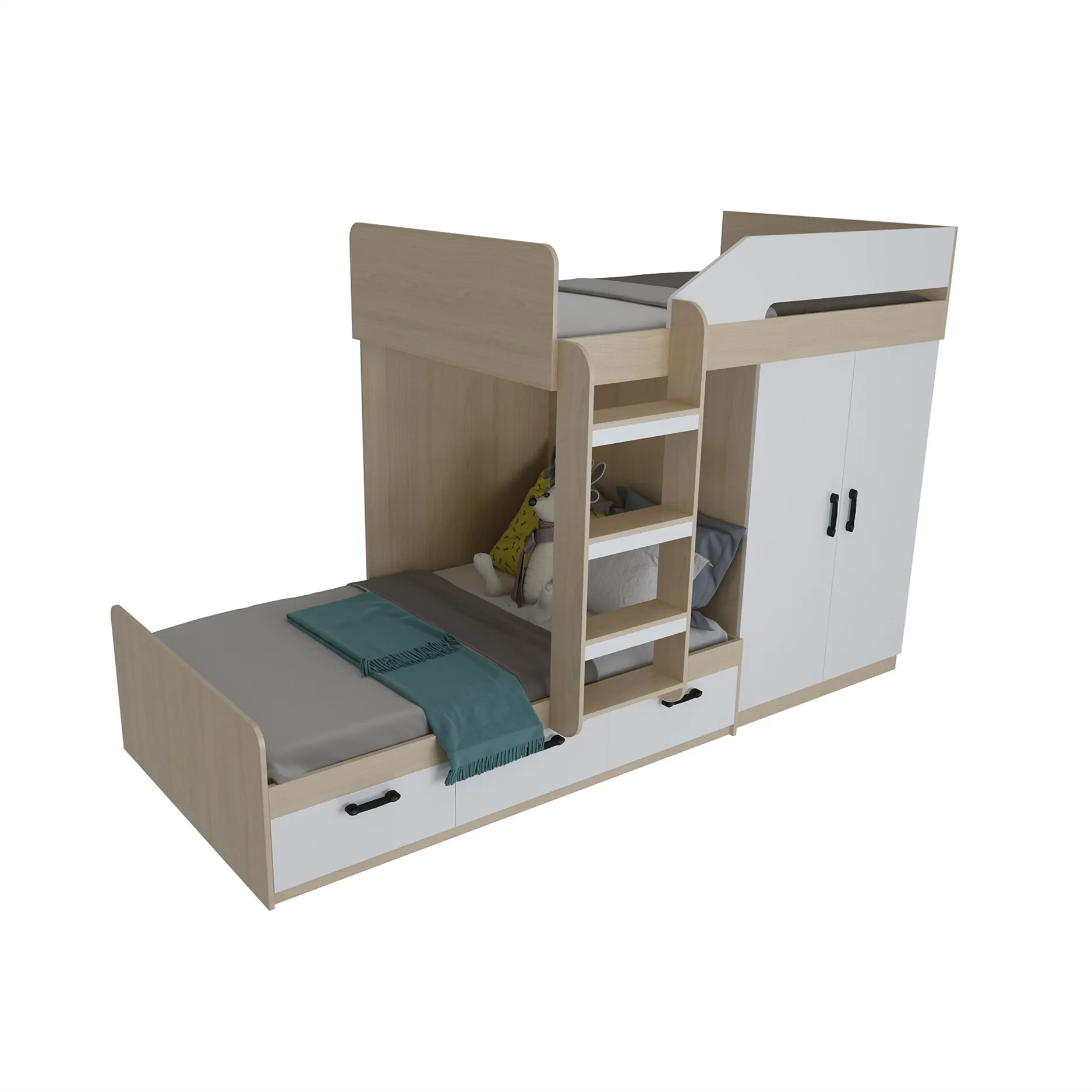 Amazon Hot Selling Custom Modern Wood Children Folding Bunk Bed With Slide