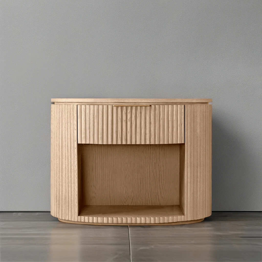 Ferly Factory Customization Luxury Wooden Modern Drawer Bedroom Furniture Bedside Table Solid Oak Large Open Nightstand