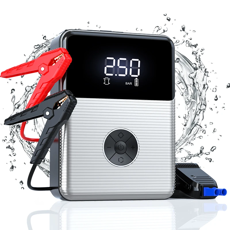 12V Rechargeable Multifunction Car Battery Jump Starter With Air Compressor Battery Booster Car Jump Starter With Tire Inflator