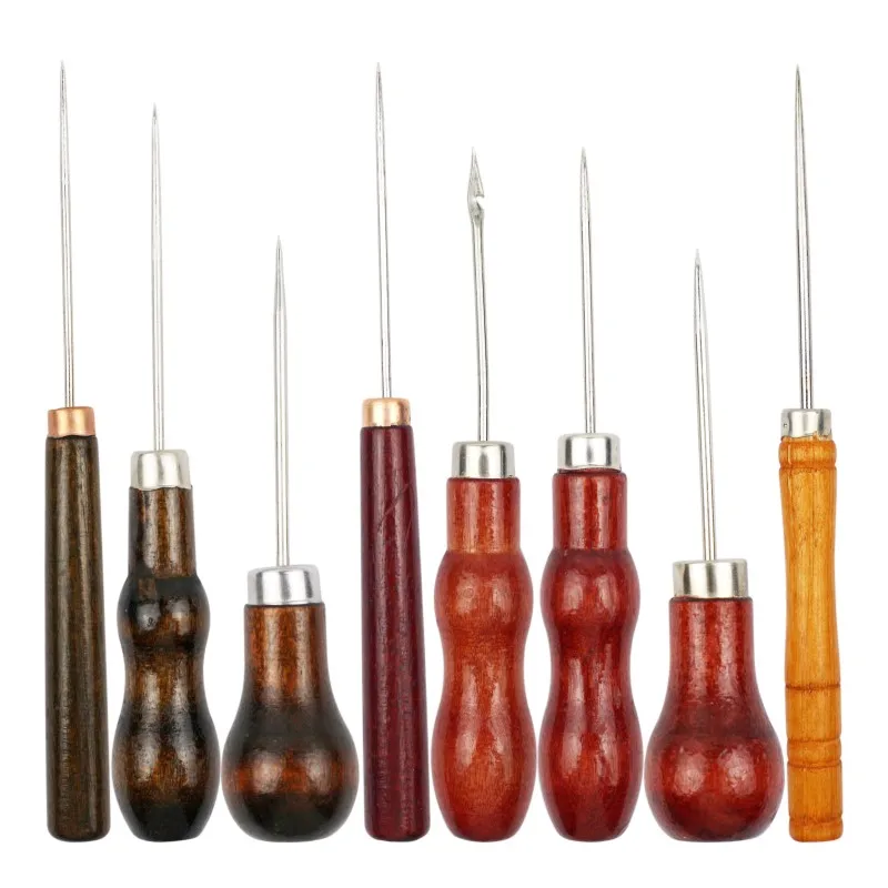 Wholesale Leather Making Tools Tongwood Handle Single Hoist Sewing Pointed Awl