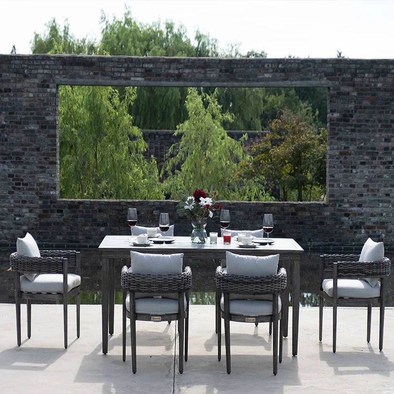 Factory direct sale outdoor dining set furniture 6 seaters dinning set modern