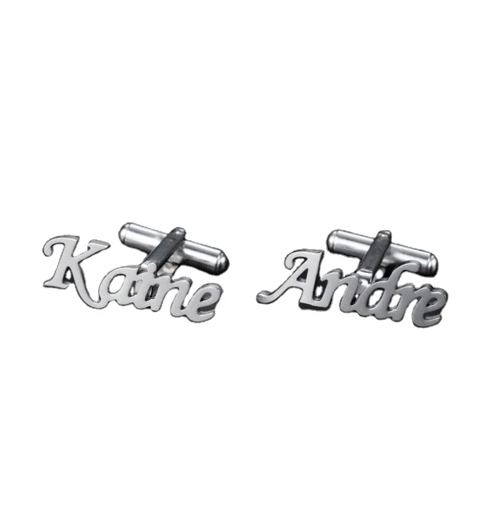 stainless steel name cufflinks wedding groom bride jewelry,custom initial words statement cufflink tie clip tie bar stud fashion