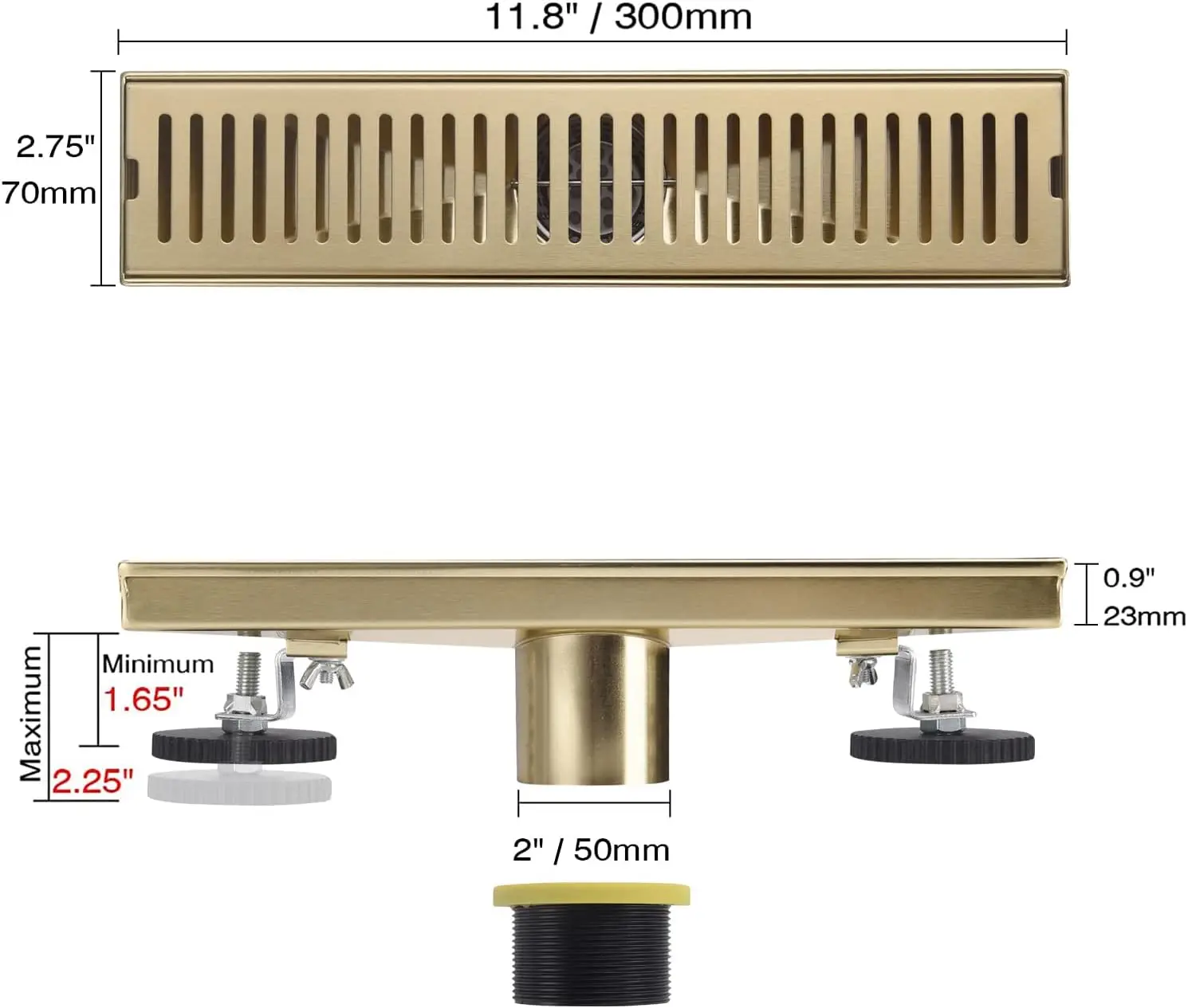 Linear Removable Rectangle Bathroom Sink Pattern Cover Grate With Adjustable Foot Stainless Steel Drain Metal Building Materials