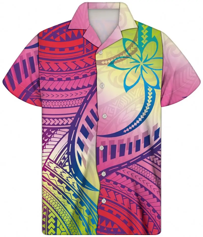 
Fashion Clothes Print On Demand Plus Size Polynesian Tribal Printed Mens Clothing Shirt Summer T Shirt Short Sleeve Designer 